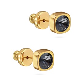 Пусеты Теннис (кристаллы SW темно-серые 4мм; покрытие золото), Есть комплект