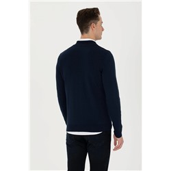 Erkek Lacivert Basic Triko Hırka