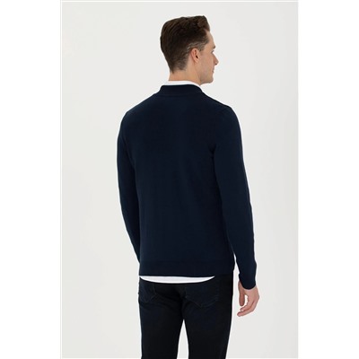 Erkek Lacivert Basic Triko Hırka