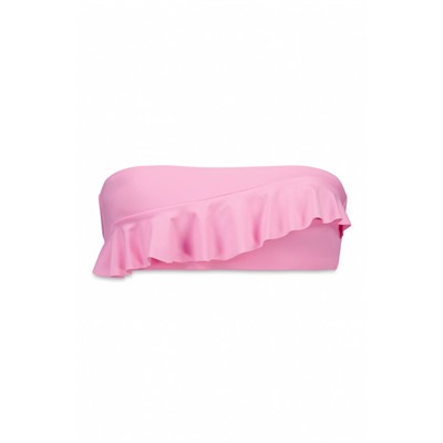 Top bikini bandeau relleno volantes rosa