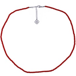 Колье 45-50см (шпинель 3мм алая; покрытие родий)