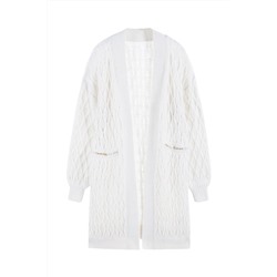 Cárdigan largo de lana, mohair y alpaca Blanco