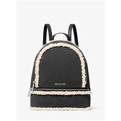Michael Kors Outlet Rhea Medium Suede and Faux Shearling Backpack