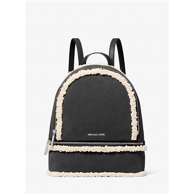 Michael Kors Outlet Rhea Medium Suede and Faux Shearling Backpack
