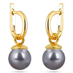 Серьги (Майорка 12мм серо-голубая; покрытие золото), Есть комплект