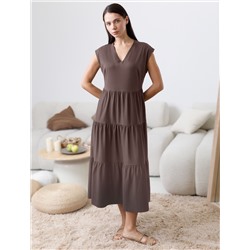 Ярусное платье А силуэта с V вырезом из 100% премиального хлопка