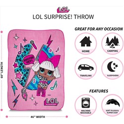 Franco Kids Bedding Soft Plush Microfiber Throw, 46" x 60", LOL Surprise