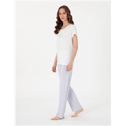 Beyaz Kısakollu Pijama Takımı