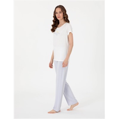 Beyaz Kısakollu Pijama Takımı