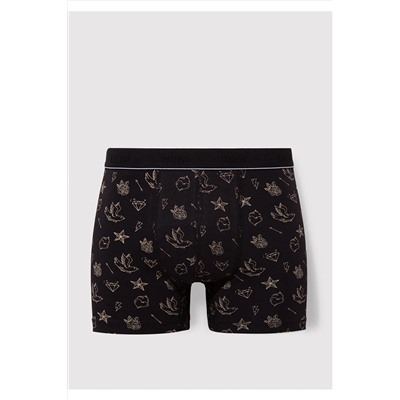 Mavi Baskılı Siyah Boxer 092449-85585