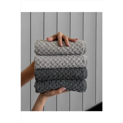 SHAL HOME Shal %100 Pamuk 4’lü 50x90cm El / Yüz Havlu Seti dama