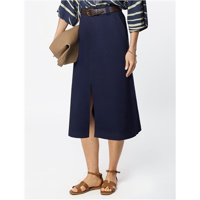 Юбка-миди из хлопка с разрезом