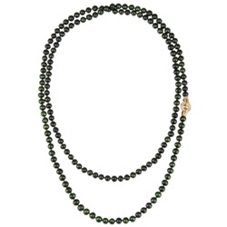 Колье (жемчуг зеленый 8-9мм, фианит; покрытие золото) 140см
