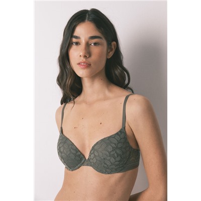 Sujetador GORGEOUS push up encaje kaki