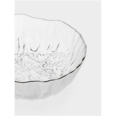 Салатник, 15х6 см, 520 мл, стекло, с серебристым кантом, мятая фактура, Pianо