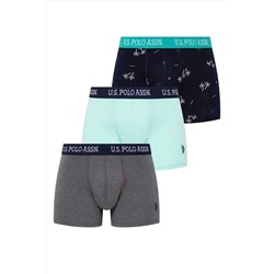 U.S. Polo Assn. Erkek Lacivert - Mint - Antrasit Melanj 3 Lü Boxer 80446