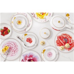 Пара чайная, 1 перс, 2 пр, 250 мл, фарфор F, белая, с золотистым кантом, Мак, Flowers, 60491