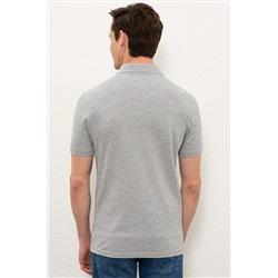 Erkek Gri Melanj Basic Polo Yaka Tişört