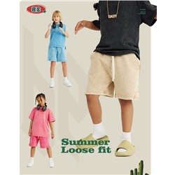 Детские шорты с эффектом потёртостей в комплект к топу из поста выше Материал: 100% хлопок