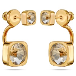 Серьги Теннис (кристаллы SW шампань 4мм и 8мм; покрытие золото), Есть комплект