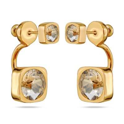 Серьги Теннис (кристаллы SW шампань 4мм и 8мм; покрытие золото), Есть комплект