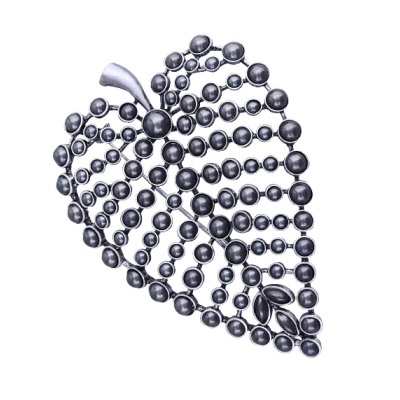 Брошь-кулон (жемчуг темно- серый; покрытие родий), Есть комплект