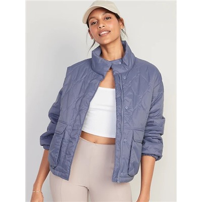 Packable Oversized Water-Resistant Quilted Jacket for Women