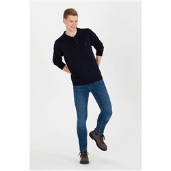 Erkek Lacivert Polo Yaka Triko Kazak