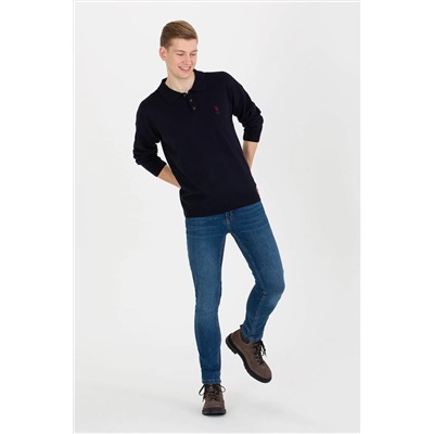 Erkek Lacivert Polo Yaka Triko Kazak