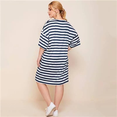 Женское платье в полоску Plus Size