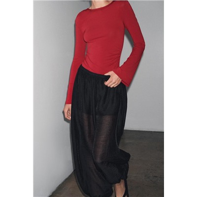 LONG SLEEVE GATHERED T-SHIRT