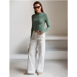 Джемпер с цельнокроеным воротом из премиального хлопка