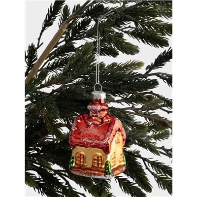 Игрушка елочная, 5х8 см, стекло, Домик, New year