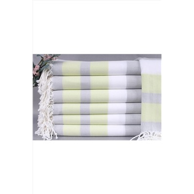 Kayra Export, Peştemal Gri-fıstık Yeşili 100x180 Cm Pamuk Peştemal