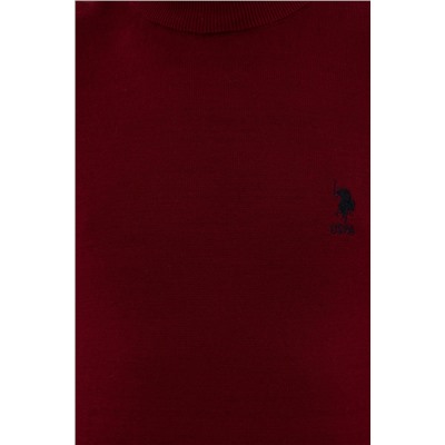 Erkek Bordo Balıkçı Yaka Basic Triko Kazak