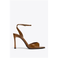 PATENT-FINISH HIGH-HEEL SANDALS