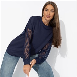 Свитшот с декоративными рукавами, Роскошь без пафоса (синий)