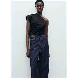 Pantalón denim wide leg cinturón