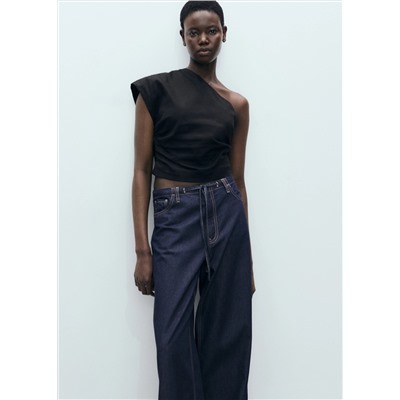 Pantalón denim wide leg cinturón