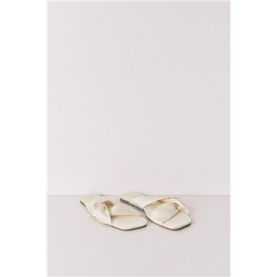 Zapatillas casa satén nudo amarillas