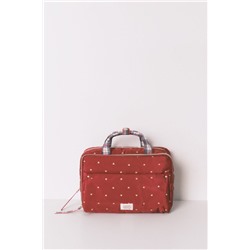 Neceser grande nylon rojo estampado corazones