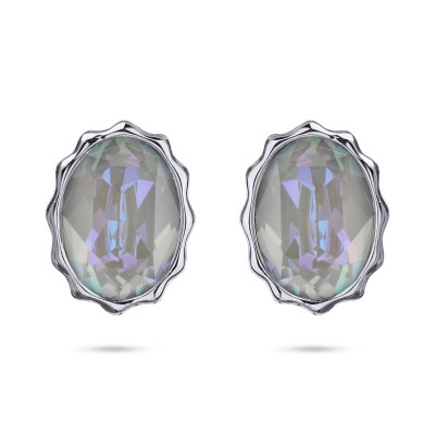 Пусеты Сияние (кристаллы SW серо-синие; покрытие родий), Есть комплект