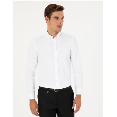Beyaz Oxford Slim Fit Uzun Kollu Gömlek