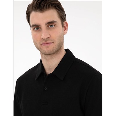Siyah Slim Fit Polo Yaka Tişört