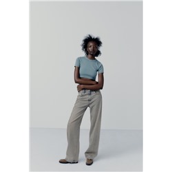FADED-EFFECT RIBBED CROP TOP
