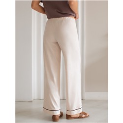 Прямые брюки из эластичного хлопка с контрастным кантом