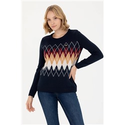 Kadın Lacivert Balıkçı Yaka Kazak