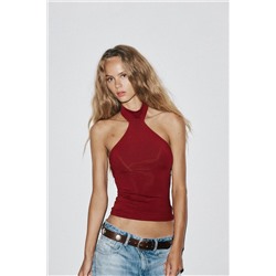 POLYAMIDE HALTER TOP