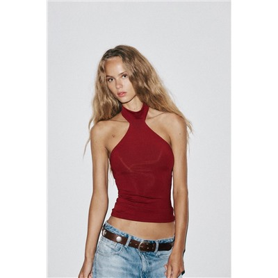 POLYAMIDE HALTER TOP