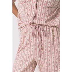 Pijama camisero largo 100% algodón flores rosa